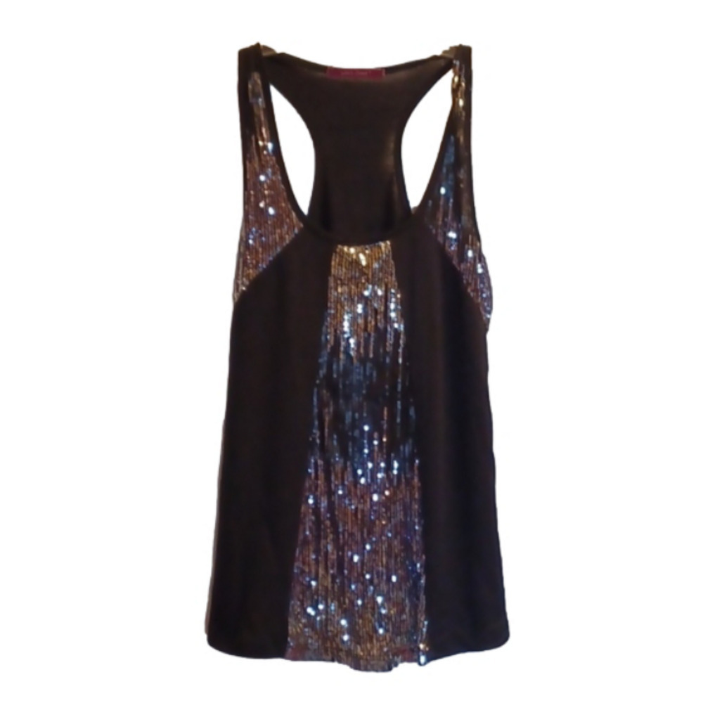 JULIE'S CLOSET, BLACK TOP WITH SEQUINS.